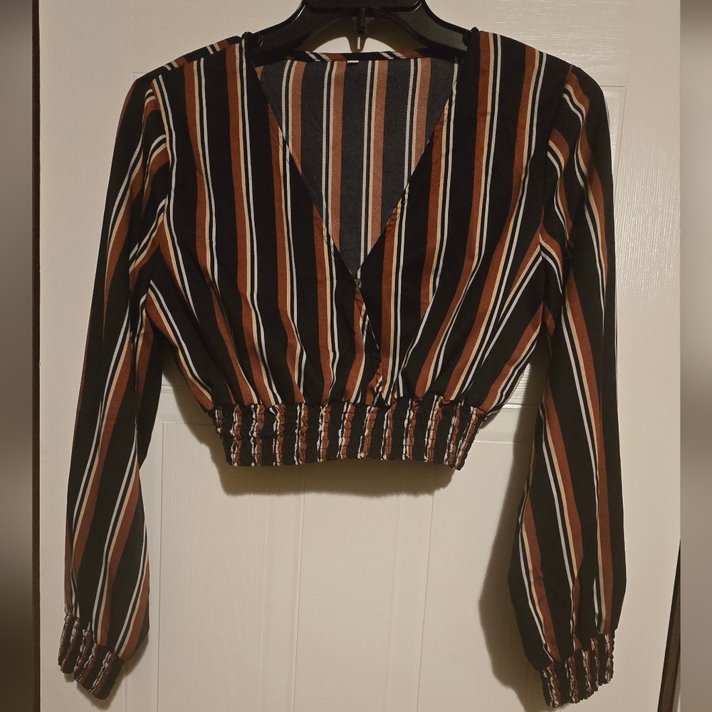 Striped Black and Brown Women's Top